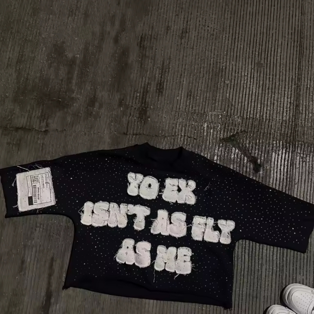 Black and White Graphic Sweatshirt with Bold Statement